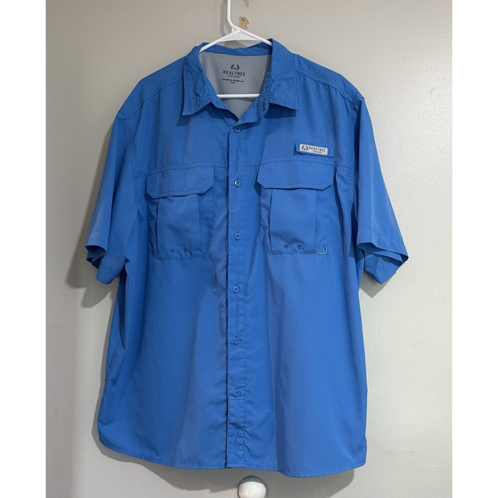 Realtree Fishing Men’s Shirt Short Sleeve Vented Royal Blue XL